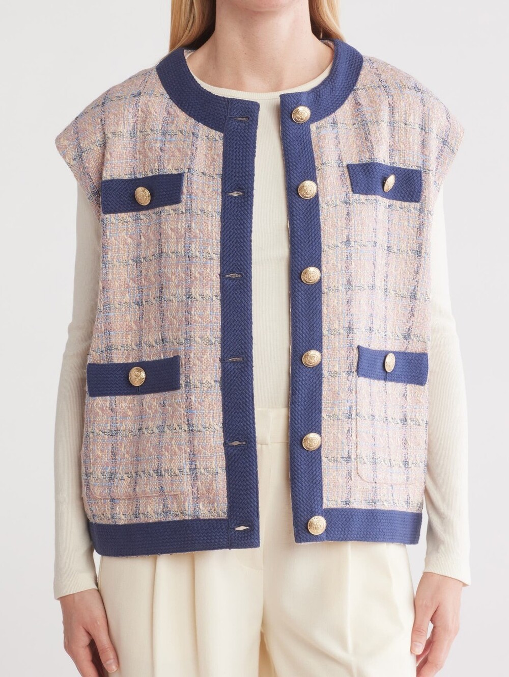 L'agence Laurel Oversize Tweed Vest Top Size M